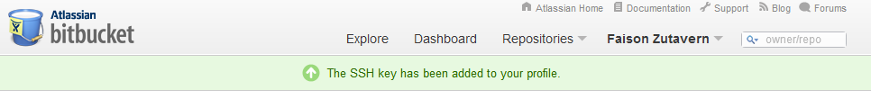 SSH added to bitbucket