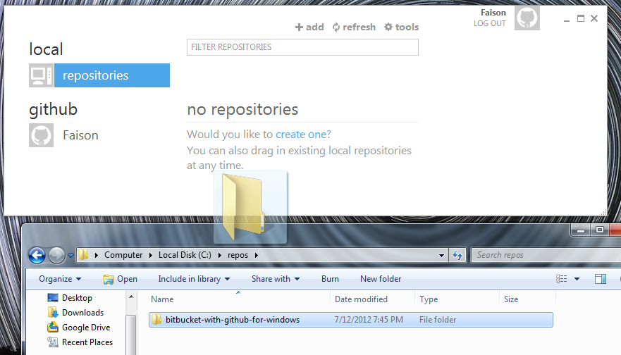 Dragging the Repository