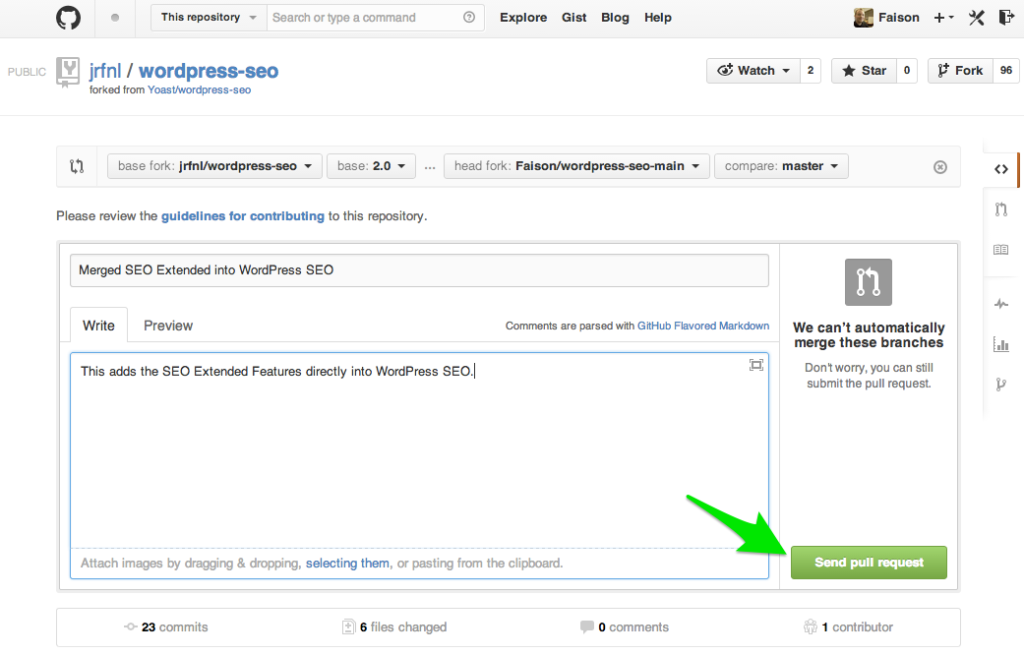 Send your pull request on GitHub