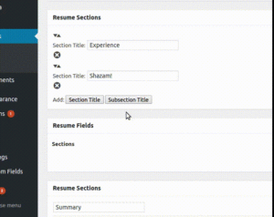 Added support for dynamically adding field types to the resume builder