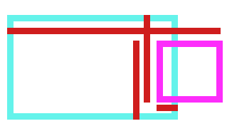 A collision example showing collision lengths between all sides