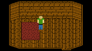 First render of a room and character
